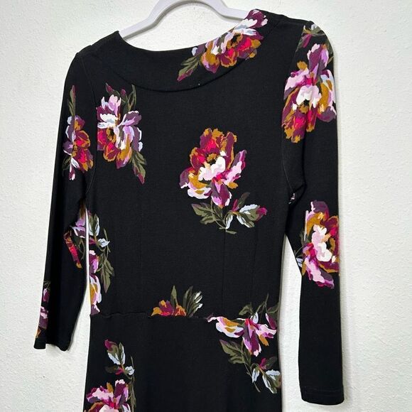 Joules Women’s Black Floral Long Sleeve A Line Midi Dress Size US 8 - Picture 8 of 12